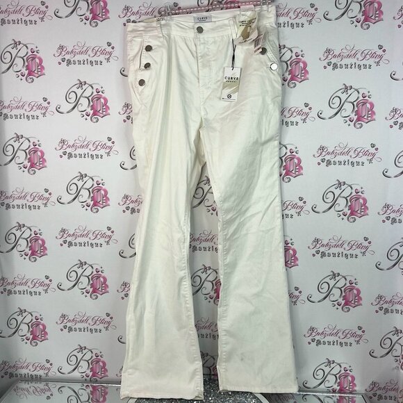 Curve appeal jeans bottoms new with tags buttons White Women's Flare Jeans - Picture 1 of 10